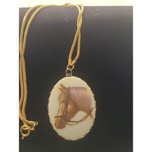 Gold Tone Necklace With Horse Pendant
